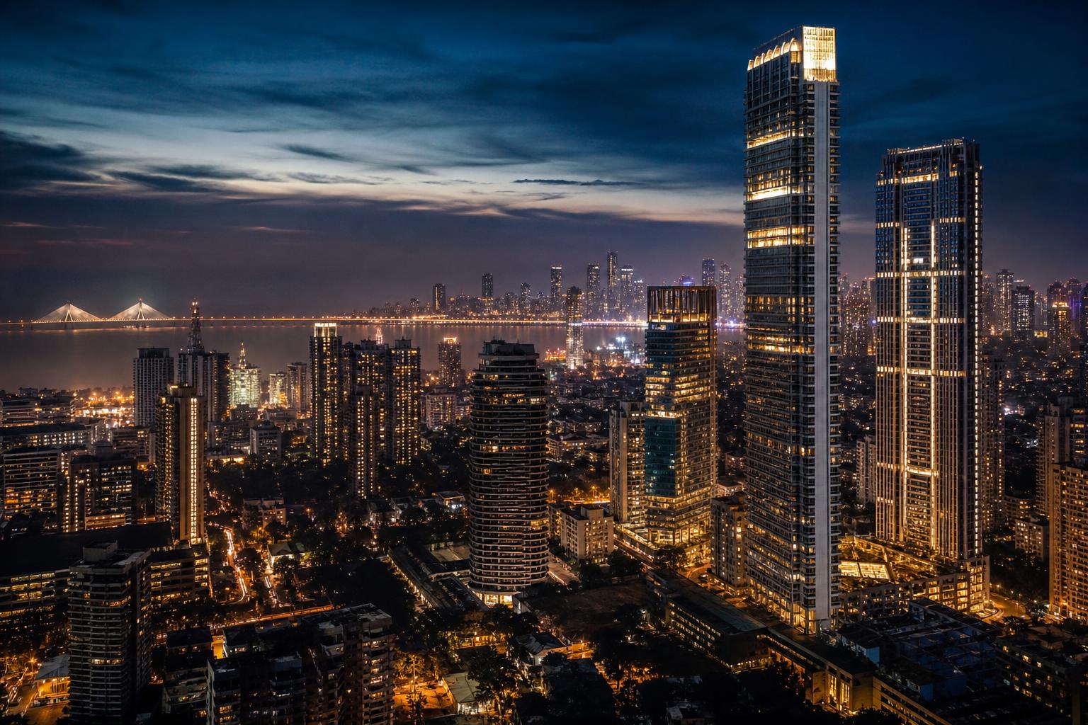Mumbai luxury skyline at golden hour